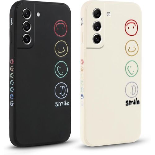 AEFJ-2 Pièces Coque pour Samsung Galaxy S21 FE 5G 6.4"", Etui avec Joli et Beau Motif Souriant Dessin Latéral Mignon Case Givré Souple TPU Housse Téléphone en Souple Fille Cadeau Anti-Chute Cover