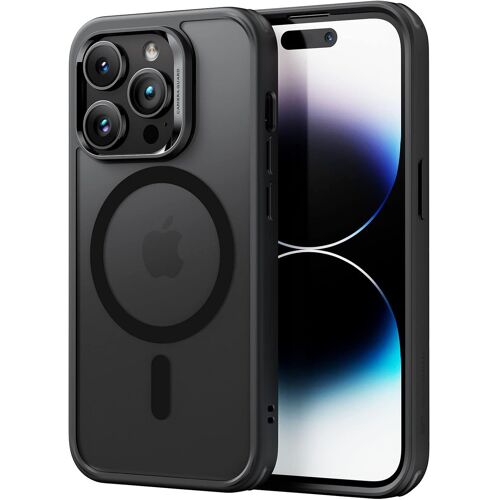 CAUC-Coque pour iPhone 14 Pro, Compatible avec MagSafe, Hybrid Magnétique Case pour iPhone 14 Pro avec HaloLock, Protection Antichoc Militaire, Dos Anti Rayures, Noir Givré