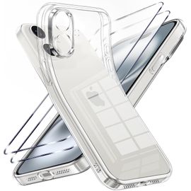 Coque Transparente Pour Iphone 16 Plus - Silicone Tpu Souple Anti-Jaunissement, Bords Renforcés Antichoc Et Anti-Rayures + 2 Verres Trempés Inclus