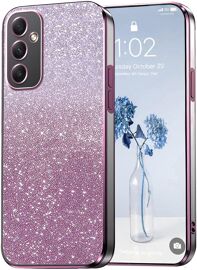 LORANKA-Paillettes Coque pour Samsung Galaxy A35 5G - Étui Transparente Glitter Dessin Élégant Souple Ultra Fine Fille Femme Légère Antichoc Housse (Rose)