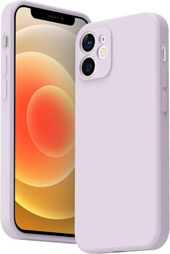 LORANKA-Coque Compatible pour iPhone 12 Mini 5.4¿, Étui en Silicone avec Doublure en Microfibre Souple, Conception Spéciale de Bord Droit (Violet)