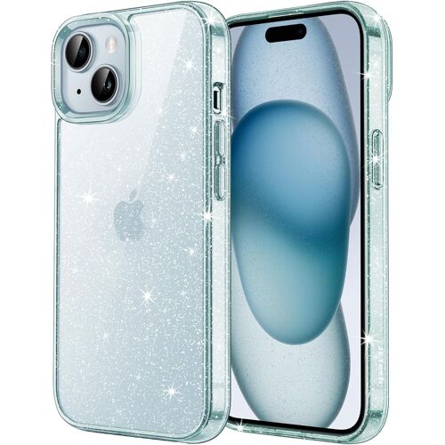 JGD-Coque à Paillettes pour iPhone 15 6,1 Pouces, Housse de Téléphone Bling Pailletée Antichoc, Mignon Étui Brillant pour Femmes et Fillese (Bleu)