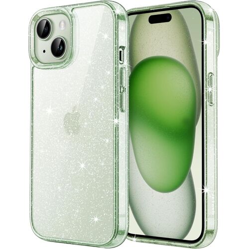 KAL-Coque À Paillettes Pour Iphone 15 6,1 Pouces, Housse De Téléphone Bling Pailletée Antichoc, Mignon Étui Brillant Pour Femmes Et Fillese (Vert)