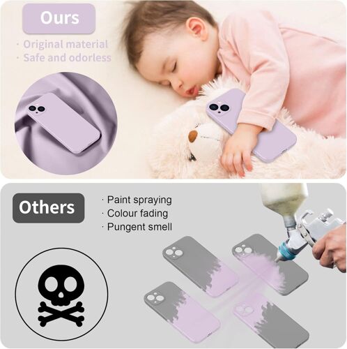 Coque Protection Caméra pour iPhone 14 avec 2 Pièces Verre Trempé, Housse de Protection Silicone Antichoc Doublure Microfibre Douce Ultra Fine Coque iPhone 14 6.1"" (Purple)