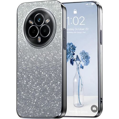 KAL-Paillettes Coque Pour Realme 14 Pro - Étui Transparente Glitter Dessin Élégant Souple Ultra Fine Fille Femme Légère Antichoc Housse (Gris)