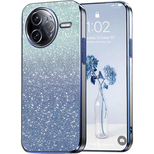 KAL-Paillettes Coque Pour Xiaomi Poco F7 Ultra Étui Transparente Glitter Dessin Élégant Souple Ultra Fine Fille Femme Légère Antichoc Housse (Bleu)