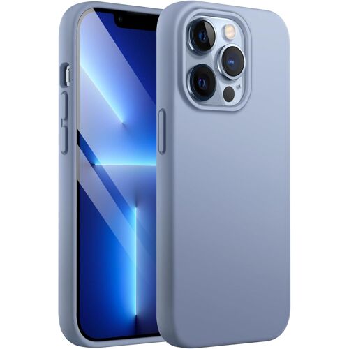 ELVORIX-Coque en Silicone pour iPhone 13 Pro 6,1 Pouces, étui de Protection Complète du Corps au Toucher Soyeux, Housse Doublure Douce en Tissu Microfibre, Anti-Chocs (Bleu Alpin)