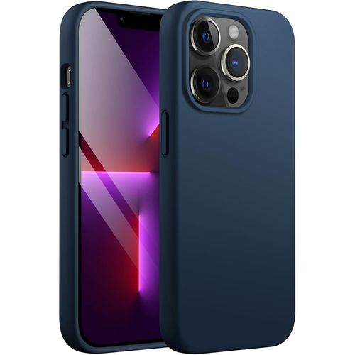 Coque En Silicone Pour Iphone 13 Pro 6,1 Pouces, Étui De Protection Complète Du Corps Au Toucher Soyeux, Housse Doublure Douce En Tissu Microfibre, Anti-Chocs (Marine)