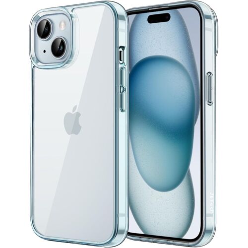 JGD-Coque pour iPhone 15 6,1 Pouces, Anti-Jaunissement Étui de Protection Antichoc, Housse Anti-Rayures Dos Transparente (Bleu)