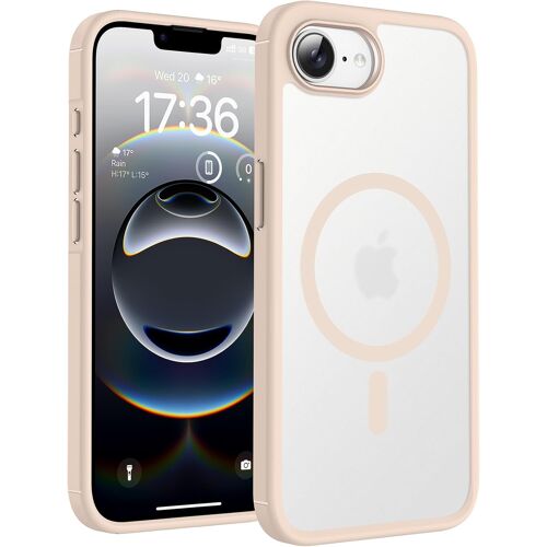JGD-Coque Magnétique pour iPhone 16e 6,1 Pouces, Compatible avec MagSafe, Coque Mat Translucide Fine Antichoc, Titane Sable