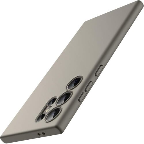 JGD-Fine Ajuste Coque pour Samsung Galaxy S24 Ultra 5G, Protection Complète de l'Objectif de Caméra, Housse Étui de Protecteur Fine en TPU Souple avec Finition Mat (Gris Titane)