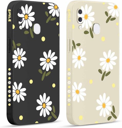 ELVORIX-2 Pièces Coque pour Samsung Galaxy A20e 5,8"",Etui avec Amusante Daisy Latéral Mignon Chrysanthème Aesthetic Dessin Case Souple Silicone Housse Téléphone en Souple Fille Beau Cover
