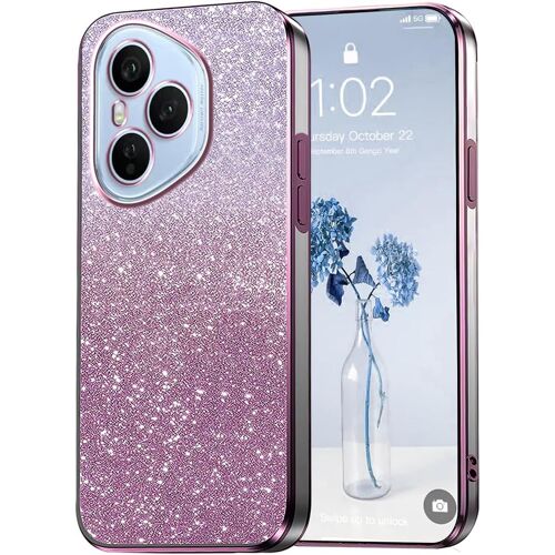 KAL-Paillettes Coque Pour Honor 400 Pro - Étui Transparente Glitter Dessin Élégant Souple Ultra Fine Fille Femme Légère Antichoc Housse (Rose)