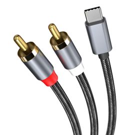 RCA vers USB-C Audio Câble par - USB-C vers 2 RCA Mâles - RCA Y Répartiteur - Adaptateur Prise Casque Type-C à RCA Cordon Audio pour Smartphones, Tablettes, Haut-Parleurs - 1,2m