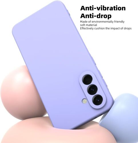Coque colorée en Silicone Liquide pour Samsung A56, Haute qualité avec Bord relevé pour écran et Protection Appareil Photo Souple avec Microfibre intérieure (Lavande Bleue)