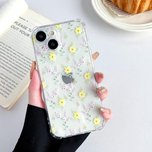 Étui Pour Iphone 14, Coque Transparente En Tpu Souple Avec Motif Marguerite, Protection Ultra-Mince En Gel De Silicone Anti-Rayures Pour Iphone 14 (6,1"") - Jaune Fleurs