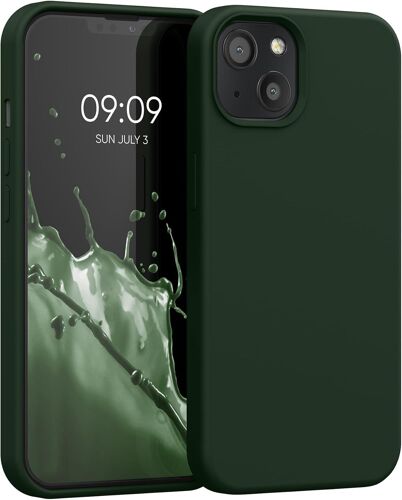 Housse Compatible avec Apple iPhone 13 Coque-Housse de téléphone Protection Souple en TPU Silicone-Vert foncé