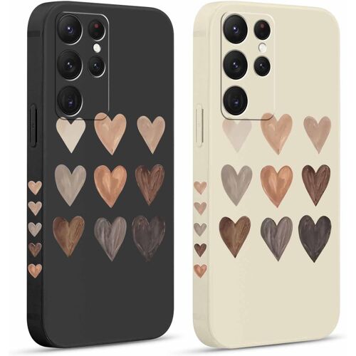 AEFJ-2 Pièces Coque pour Samsung Galaxy S22 Ultra 5G 6,8"",Etui avec Amour Cover Mignon Amusante Peint Dessin Latéral Case Souple Silicone Antichoc Housse Téléphone en Souple Fille Cover