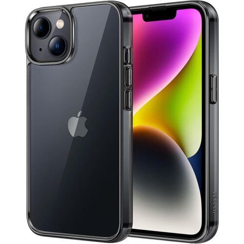 JGD-Coque pour iPhone 14 6,1 Pouces, Anti-Jaunissement Étui de Protection Antichoc, Housse Anti-Rayures Dos Transparente (Noir)