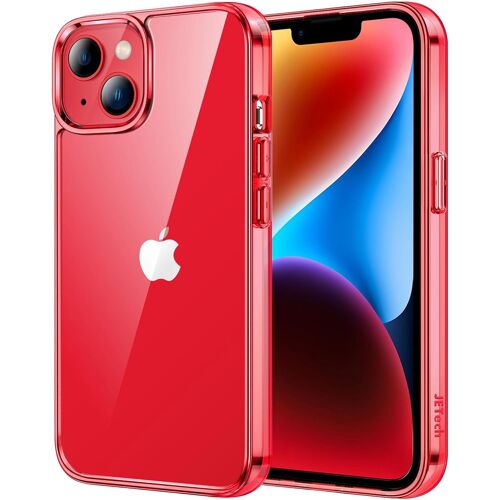JGD-Coque pour iPhone 14 6,1 Pouces, Anti-Jaunissement Étui de Protection Antichoc, Housse Anti-Rayures Dos Transparente (Rouge)