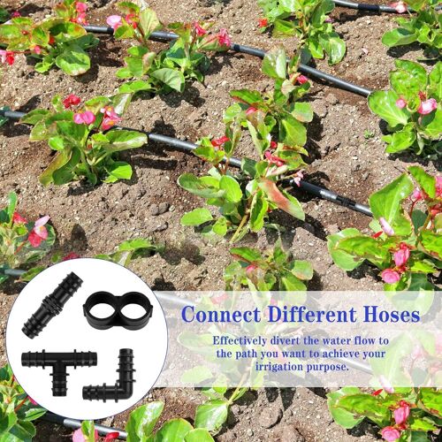Kit de 40 Raccords d'irrigation Goutte à Goutte pour Tube de 16 mm, 10 tés, 10 raccords, 10 Coudes et 10 Bouchons d'extrémité pour Système d'irrigation de 16 mm