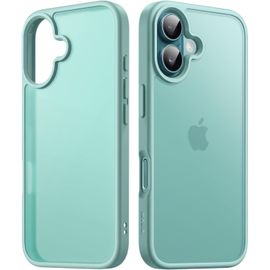 Cheng-Coque Mate Pour Iphone 16 6,1 Pouces, Protection Antichoc De Qualité Militaire Contre Les Chutes, Étui Housse Arrière Translucide Givrée, Anti-Traces De Doigts (Dos Bleu Vert)