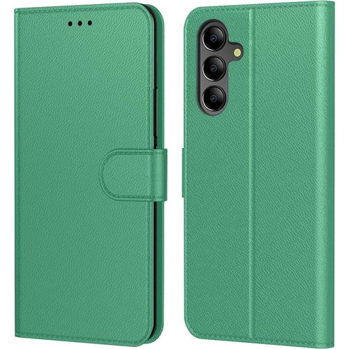 Kal-Pour Coque Samsung Galaxy A15 4g, Coque Samsung A15 5g,Etui Protection Housse Premium En Cuir Pu, [Emplacements Cartes], Pochette Flip Case Compatible Avec Book (Vert, Samsung A15 4g / 5g)