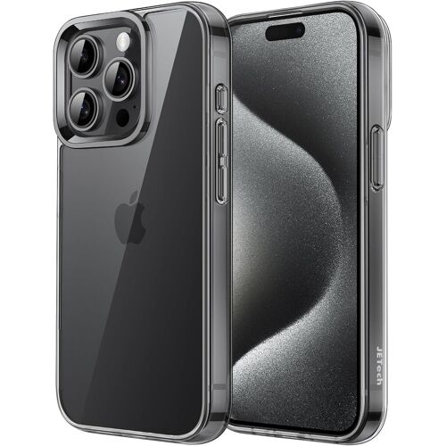 LORANKA-Coque pour iPhone 15 Pro 6,1 Pouces, Anti-Jaunissement Étui de Protection Antichoc, Housse Anti-Rayures Dos Transparente (Noir)