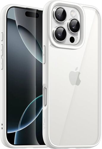 LORANKA-Coque pour iPhone 16 Pro Max 6,9 Pouces, Étui Housse Antichoc Bumper, Cadre en TPU Mat de Couleur Unie, Dos Transparent Anti-Rayures (Blanc)