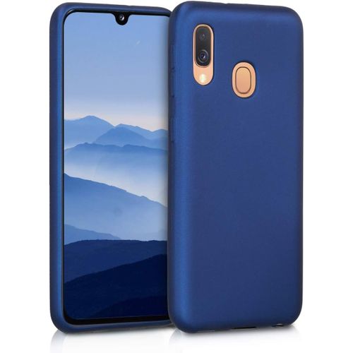 SJZG-Housse Compatible Avec Samsung Galaxy A40 Coque - Housse De Téléphone Protection Souple En Tpu - Bleu Métallique