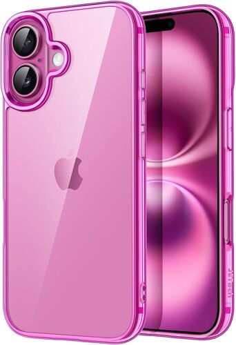 KALANKA-Coque pour iPhone 16 6,1 Pouces, Étui Housse Anti-Jaunissement Antichoc Bumper, Arrière Transparente Anti-Rayures (Rose)