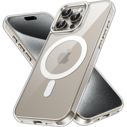 Magnetic Case For Iphone 15 Pro 6.1 Inch Compatible With Magsafe Wireless Charging, Shockproof Phone Case Cover, Transparent Anti-Scratch Back (Transparent)