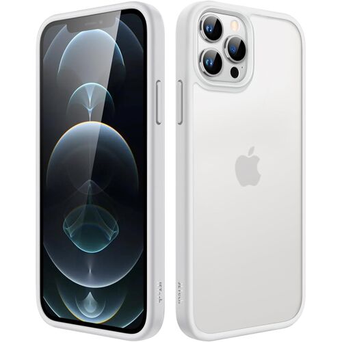 TRAHOO-Coque Mat pour iPhone 12/12 Pro 6,1 Pouces, Protection Antichoc Qualité Militaire, Étui Housse Arrière Translucide Givrée, Anti-Empreintes Digitales (Gris)