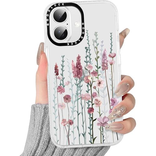 Ppdaz-Transparente Coque Pour Iphone 16 Plus, Aesthetic Fleur Motif Étui Design Rose Housse De Téléphone Pour Filles, Silicone Cover Anti-Rayures Protection Case Pour Iphone 16 Plus 6,7"",Lavande