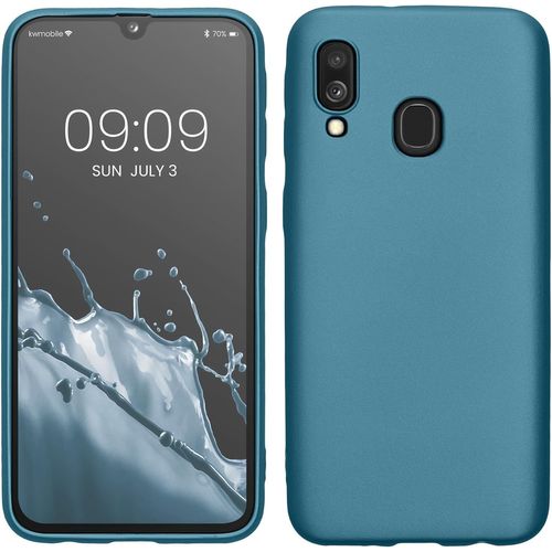 Housse Compatible avec Samsung Galaxy A40 Coque - Housse de téléphone Protection Souple en TPU - Bleu métal