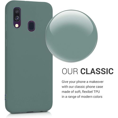 Housse Compatible avec Samsung Galaxy A40 Coque - Housse de téléphone Protection Souple en Silicone - Vert Sapin