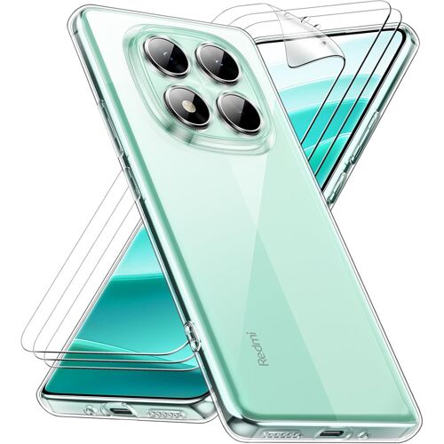 KAL-Coque Pour Xiaomi Redmi Note 14 Pro 5G(Pas Pour 4G)/ Xiaomi Poco X7 5G, Avec 3 Protecteur D'Écran, Anti-Jaune Étui De Bumper Antichoc Anti-Rayures, Pour Redmi Note 14 Pro 5G, Transparent
