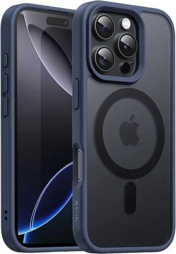 KALANKA-Coque Magnétique pour iPhone 16 Pro Max 6,9 Pouces Compatible avec MagSafe, Étui Housse Dos Translucide Mat Fine Antichoc (Bleu Orage)