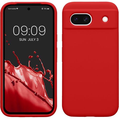 Housse Compatible avec Google Pixel 8a Coque-Housse de téléphone Protection Souple en TPU Silicone-Rouge Classique