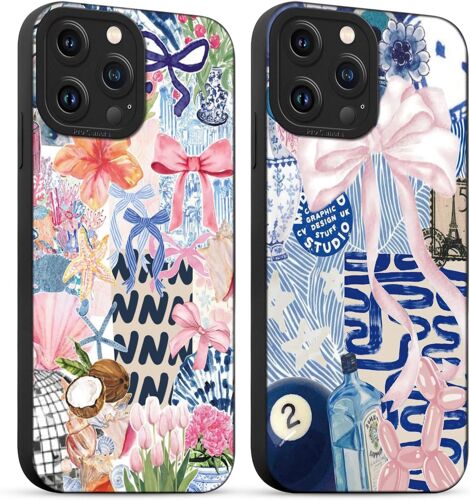 2 Pièces Coque pour iPhone 11 Pro 5,8'', Etui Silicone avec Noeud Papillon Collage Aesthetic Motif Design, Caméra de Protection Case Antichoc Housse Étui Souple Ultra Fine TPU pour Fille Femme
