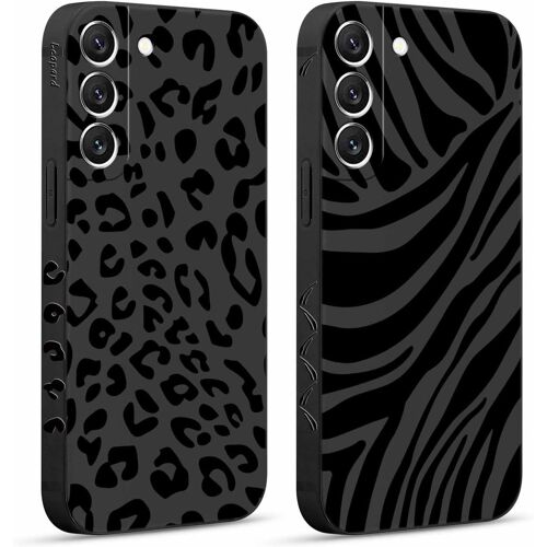 LORANKA-2 Pièces Coque pour Samsung Galaxy S22 (5G) 6,1"", Etui avec Motif Animaux Léopard Zèbre Peint Dessin Latéral Souple Silicone Case Housse Téléphone Ultra Mince Antichoc Caméra Protection Cover