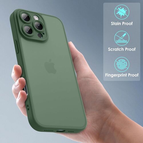 Coque iphone 16 Pro Max (6,7 Pouces), Protection Antichoc Militaire, Dos Mat Anti-Traces de Doigts, Protection renforcée de l'appareil Photo (Vert foncé)