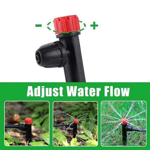 Lot De 50 Spots D'irrigation Goutte-À-Goutte Réglables À 360 Degrés Sur 5"" Avec Piquet Pour Tuyaux D'irrigation Goutte À Goutte De 1/4"" Pour Système D'irrigation De Jardin (50 Gouttes Rouges)