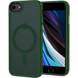 Coque Magnétique Compatible Magsafe Pour Iphone Se 2020/2022 & Iphone 8 - Dos Translucide Mat Vert Foncé, Pare-Chocs Tpu Antichoc Anti-Rayures, Ultra-Fine