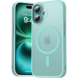 Coque Magnétique Compatible Magsafe Pour Iphone 16 (6,1"") ¿ Dos Translucide Mat Vert, 36 Aimants, Protection Antichoc Coins Airbag, Anti-Traces Et Antidérapante