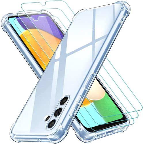 Coque Silicone Transparente Pour Samsung Galaxy A13 5g / A04s - Bumper Tpu Antichoc À Coins Renforcés, Ultra-Mince + 3 Protège-Écrans Verre Trempé 9h (Pack Complet)