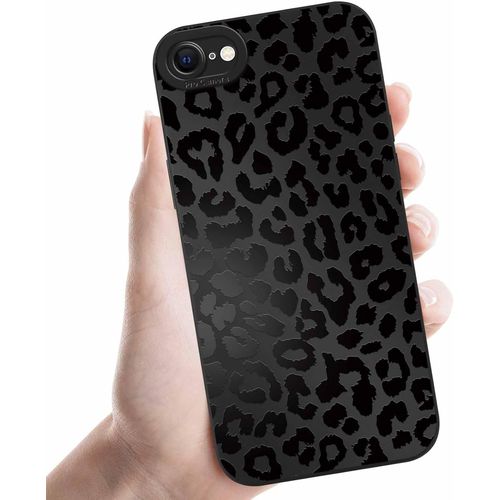Coques Pour Iphone 8/7/Iphone Se 2022/2020 4,7'', Étui Noir Souple Tpu Silicone Aesthetic Modèle Léopard Dessin Fine Housse De Antichoc Camera Protection Cover Filles Pour Iphone 7, 04