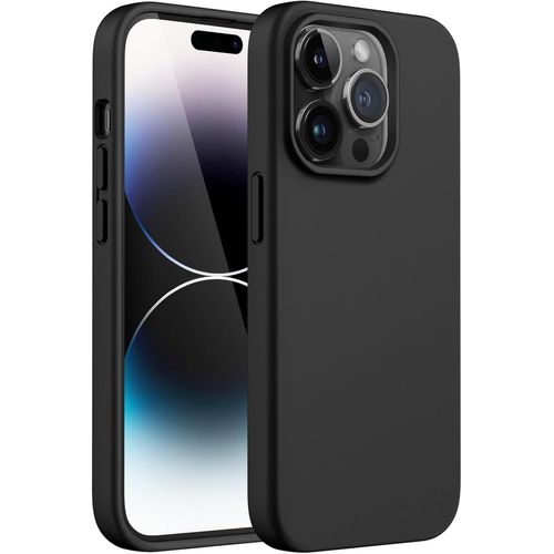Tea-Coque Silicone Pour Iphone 14 Pro Max 6,7 Pouces, Protection Complète Du Corps Au Toucher Soyeux, Étui Housse Anti-Chocs Doublure Douce En Tissu Microfibre (Noir)