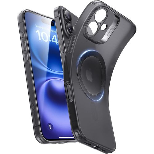Brs-Coque Pour Iphone 16, Commande De L`Appareil Photo, Compatible Avec Magsafe, Protection De Caméra, Fine Antichoc, Anti Jaunissement Et Anti Rayures, Coque Magnétique Pour Iphone 16, Noir Givré