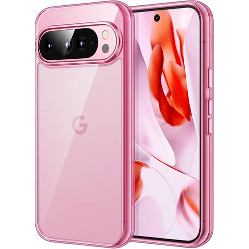 CAUC-Coque pour Google Pixel 9/9 Pro 2024, Anti-Jaunissement Étui de Protection Antichoc, Anti-Rayures Dos PC Dur (Quartz Rose)